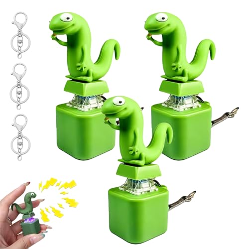 Lizard Keychain Sound, Lizard Button Keychain, Rechargeable Lizards Anxiety Relief Keychain Button Toy with Colorful Light & Sound, Portable Stress Reliever for Anxiety & Sensory Fun (3PCS)