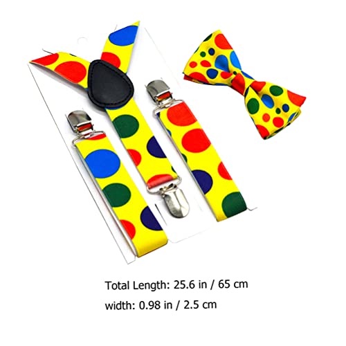 LUOZZY Clown Cosplay Costume Suspender Bow Tie Polka Dot Suspender Bow Tie (As Shown)2
