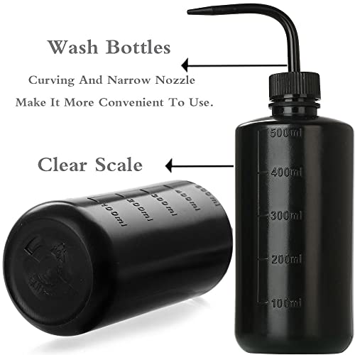 HOOMBOOM 2-Pack Tattoo Wash Bottle | 500ml/16oz Water Squirt Bottle for Succulent Watering & Medical Cleaning - Black
