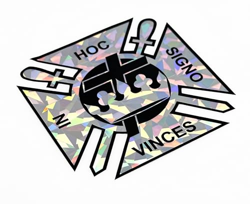 Image of Elektroplate Knights Templar Masonic Silver Reflective Car Decal 2.75 inch | Premium Weatherproof Automotive Grade Metallic Cross & Crown Sticker for Water Bottle, Laptop & More; Made in the USA