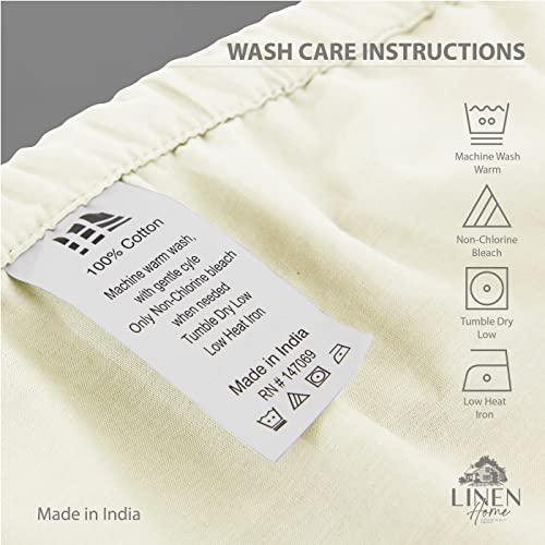 100% Cotton Percale Sheets California King Size, Ivory, Deep Pocket, 4 Pieces Sheet Set - 1 Flat, 1 Deep Pocket Fitted Sheet And 2 Pillowcases, Crisp Cool And Strong Bed Linen #TOP4