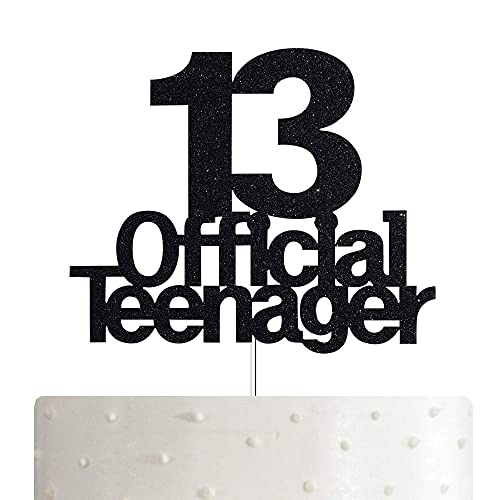 Image of FestikoBlack 13 Official Teenager Cake Topper, 13th Birthday Cake Topper, Birthday Party Decoration with Premium Black Glitter