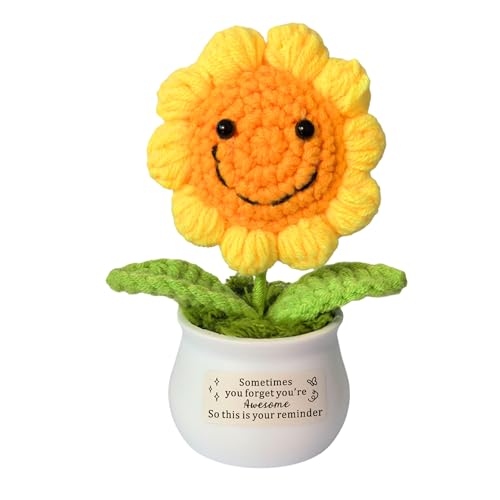 WTOPP Inspirational Handmade Knitted Positive Sunflower Gifts,Thank You Gifts, Best Friend Friendship Christmas Birthday Gifts, Inspirational Congratulations Graduation Teacher Gift