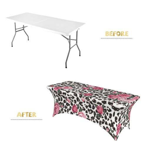 Nappe léopard extensible 1,8 m lavable pour décoration de table de banquet