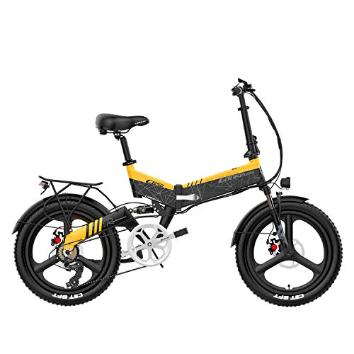 G650 20 Pulgadas Bicicleta eléctrica Plegable portátil, batería de Litio extraíble de 48V, Bicicleta de Doble suspensión...