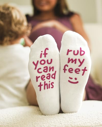 Kindred Bravely Labor and Delivery Inspirational Fun-Non Skid Socks for Maternity (Rub My Feet)