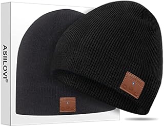 ASIILOVI Bluetooth Beanie, Bluetooth 5.0 Wireless Winter Warm Knit Hats Cap with Double Inner Lining Fleece, Mic and HD Speakers, Gifts for Outdoors Family Thanksgiving Christmas-Unisex