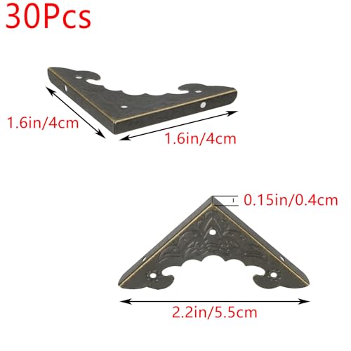 Image of Geesatis Corner Hardware 2.2 inch X 1.6 inch,Bronze Decorative Corner Protector | Decorative Edge Safety Guard Cabinet Furniture Corner Protectors,Corner Protectors for Box Table Desk, with Screws,30 Pack