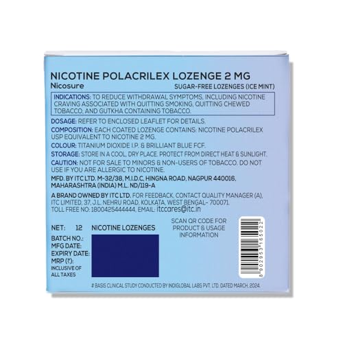 Image of Nicosure Lozenge - Pack of 3-36 Pcs | Icemint Flavour | Mini Size Max Flavour