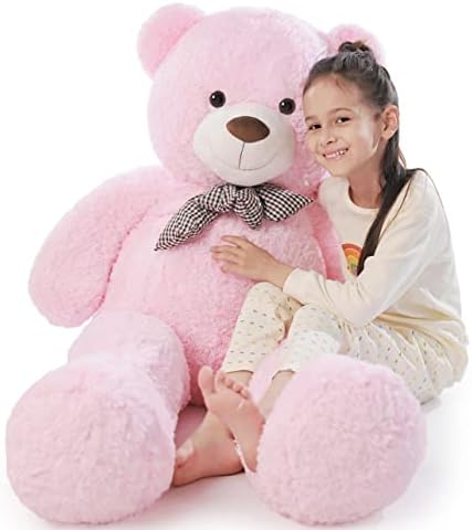 Poutmac Big Pink Teddy Bear 4Ft Giant Stuffed Animal Plush Toy for Girlfriend Women Kids for Valentines Christmas Birthday