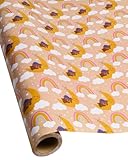 RayofSun Bear Wrapping Paper 17 inch X 32 ft Mini Roll for Girls and Boys, Good Night Cute Little Brown Bear Happy Birthday Gift Wrap Paper Roll, Suitable for Birthdays, Parties, Baby Showers