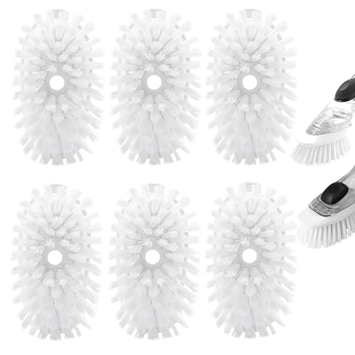 Image of Brush Refills for RIMAY Dish Brush - 6 Pack Dish Brush Cleaning Soap Dispensing Head Replacement for Scrubber (White)