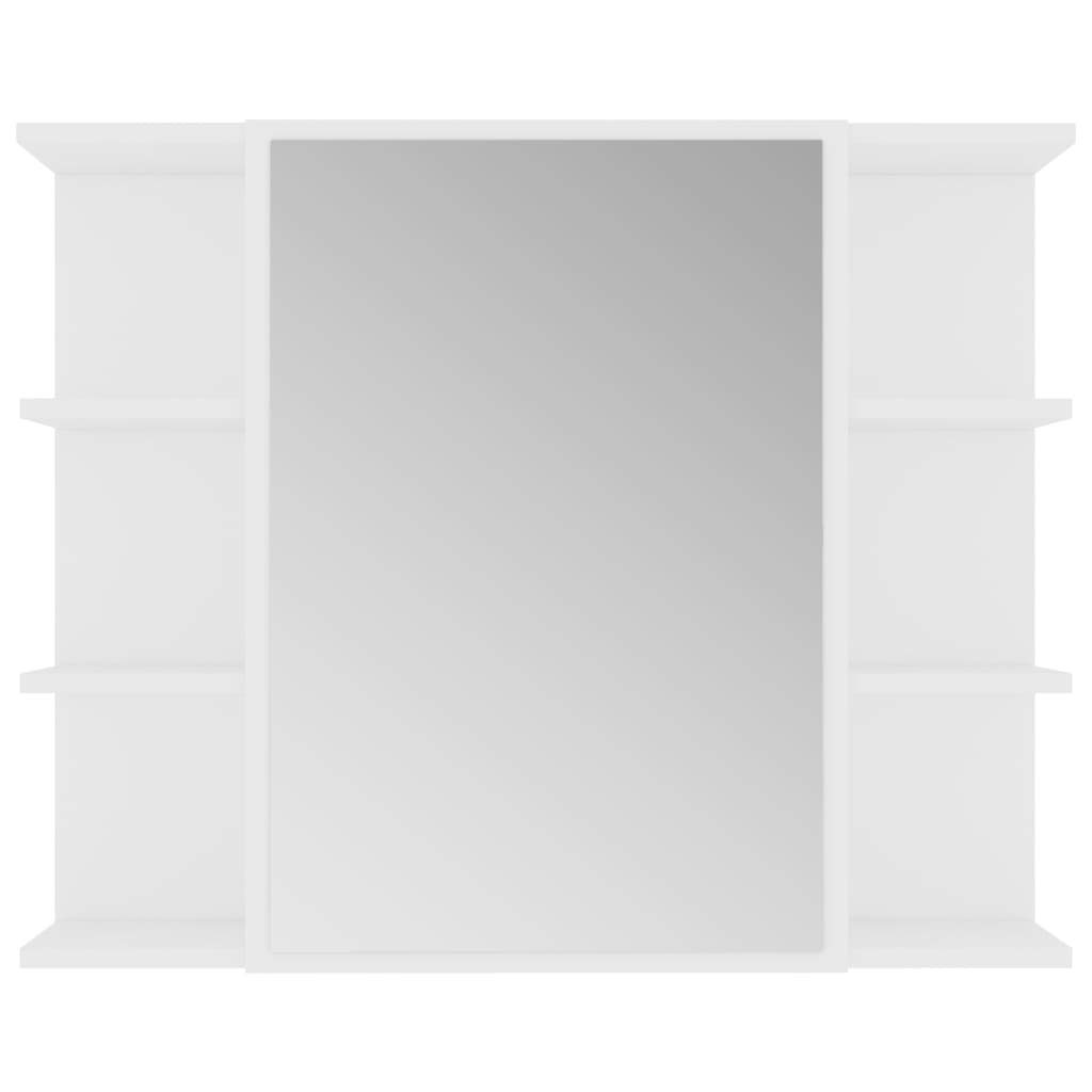 vidaXL Armario de Espejo de Baño Aseo Almacenamiento Almacenaje Mueble Estante para Lavadero Ordenado Robusto Contrachapada Blanco 80x20,5x64cm