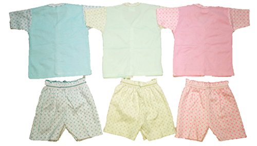 Image of Hosiery (Cotton) Suit (Top & Bottom) - Unisex (Baby Boy & Baby Girl) - Set of 3 (3 Tops & 3 Bottoms)