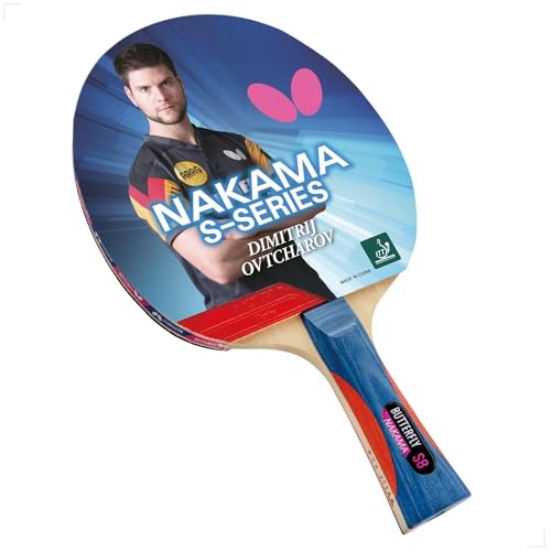 Butterfly Nakama S-8 Table Tennis Racket – Professional ITTF Approved Ping Pong Paddle – Flextra Table Tennis Rubber and Thick Sponge Layer Ping Pong Racket – 2 Ping Pong Balls Included