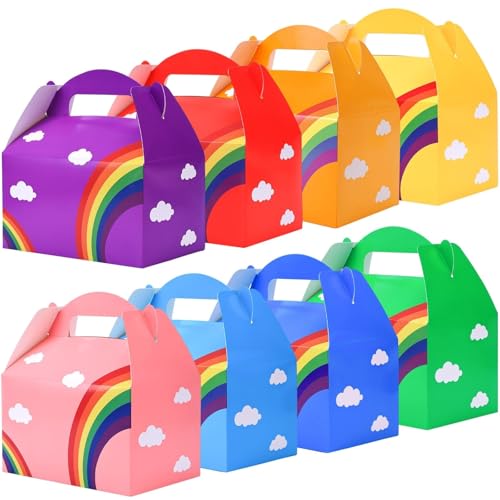 VGOODALL 16PCS Party Favor Boxes Goodie Bags Gift Boxes 6.1x3.3x3.5Inch Rainbow Candy Assorted Colors for Kids Birthday Party Decorations