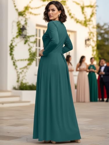 Image of KOH KOH Womens Long Sleeve Empire Cocktail Elegant Evening Versatile Maxi Dress