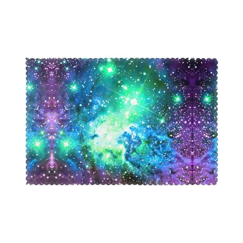 Sets de table en polyester durables et design galaxie violet pour grand format