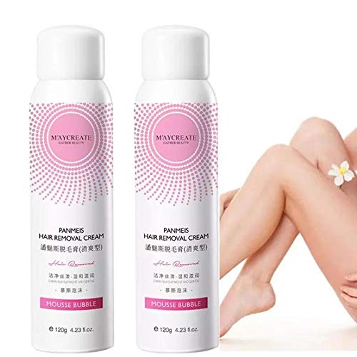 2pcs Hair Remover Mousse Spray Foam Depilation Spray Natural Painless Hair Removal Spray For Men Women Hair Remover 120ml