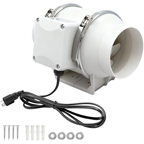 dreamdragon 6 Inch Inline Exhaust Duct Fan 70W 390 CFM Flow Ventilation System High Efficiency Air Fan For Duct Vent Bathroom, Kitchen, Hydroponics，Grow Tent