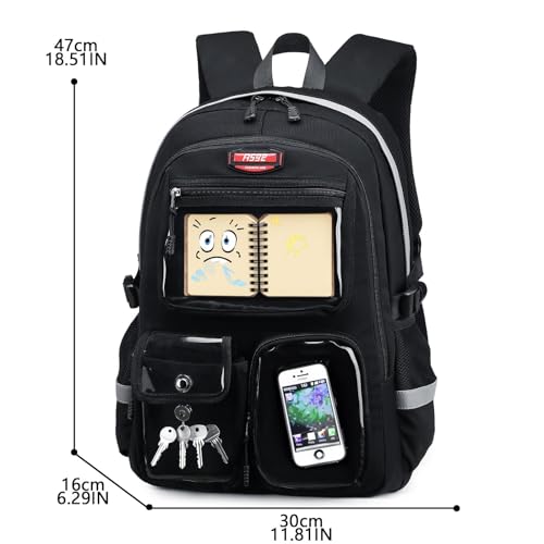 Asge Kids School Backpack for Girls Bookbag for Middle School Boys with Transparent Pocket - Perfect Book bags for Students and Everyday Use2