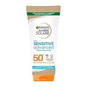 Garnier Ambre Solaire SPF 50+ Sensitive Advanced Sun Cream, For Sensitive Skin, Water Resistant & Non-Greasy Sunscreen, SPF 50 UVA & UVB Protection, Approved by Cruelty Free International, 175ml