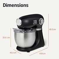 Amazon Basics Küchenmaschine, Knet- und Rührmaschine, 5-l-Schüssel mit 12 Geschwindigkeiten und Puls, 1000 W, Groß, Schwarz – Ansicht 5