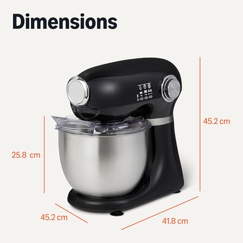 Foto von Amazon Basics Küchenmaschine, Knet- und Rührmaschine, 5-l-Schüssel mit 12 Geschwindigkeiten und Puls, 1000 W, Groß, Schwarz