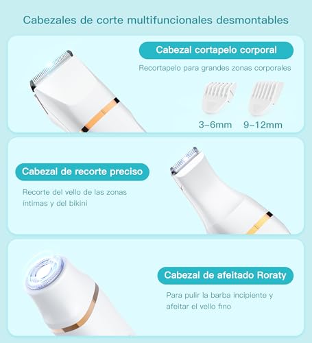 Maquinilla de afeitar eléctrica mujer 3 en 1 HEBECA recortadora de bikini impermeable 3