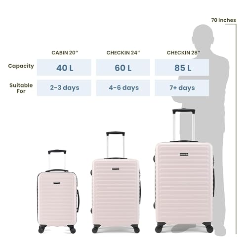 Image of THE ASSEMBLY Two Tone Hard-Sided Unbreakable Polycarbonate Carry-On Luggagebag With Spinner Wheels For Travel (20 & 28 Inches, 40 & 85L) Ivory Grey, Small, Large