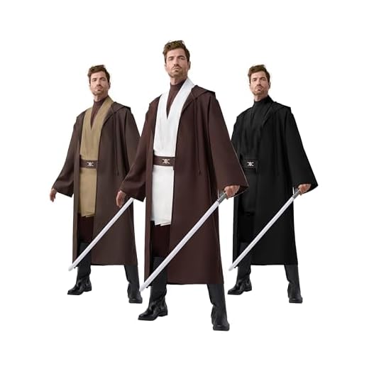 Spooktacular Creations Túnica marrón con capucha para hombres adultos, conjunto con abrigo, bata, cinturón y algunos accesorios de Halloween para disfraz de Halloween Cosplay-M