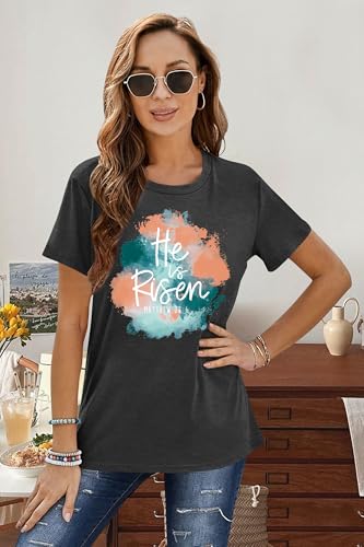 Image of Women Happy Easter T Shirt Bunny Rabbit Graphic T-Shirt Funny Letter Printed Shirts Short Sleeve Tops