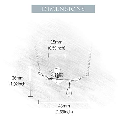 S925 Sterling Silver Pendant Necklace Bee and Dripping Honey Pendant with Necklaces Chain Length 18.5 inches, Handmade Unique Jewelry Gifts for Women3