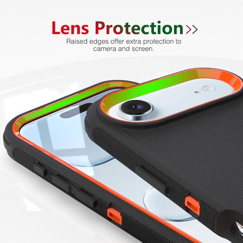 Image of Rugged Case Compatible with iPhone 17 Air | Heavy-Duty Shockproof Protective Cover, Black+Orange