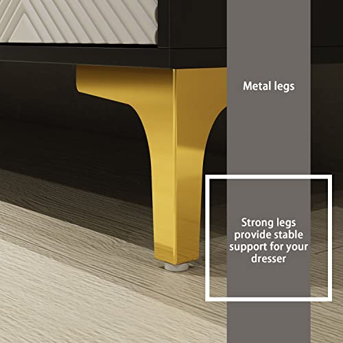 Didugo Sideboards And Buffets With Adjustable Shelves & Pop-Up Doors, Kitchen Sideboard Cabinet With Gold Metal Legs, For Hallway Light Grey And Dark Grey (63”W X 15.8”D X 30.7”H) #TOP5