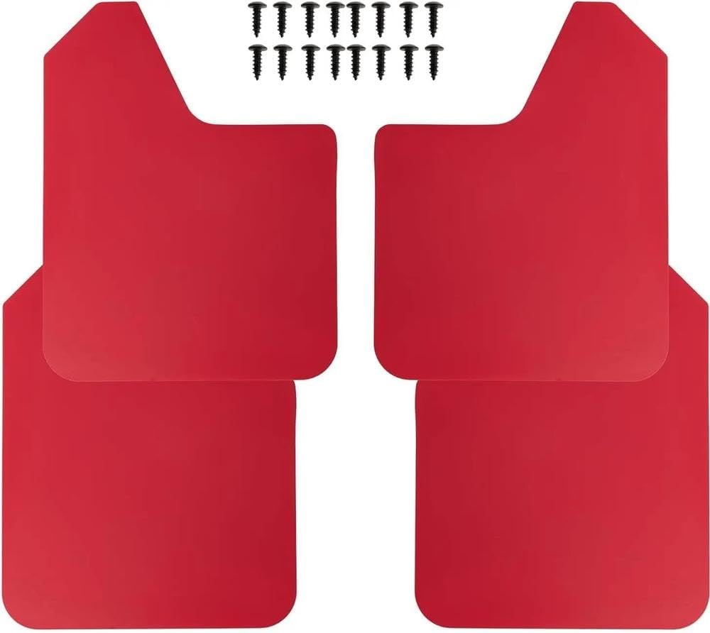Car Splash Proof 4Pcs Universal Basic Mud Flaps Set Black/Red Car Mudguard Splash Guards With Accessories For Trucks Cars Suvs Vans(Black)