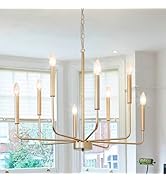 JWLUYN Gold Chandelier Light Fixture, 8 Lights Gold Light Fixture, Farmhouse Chandeliers for Dini...
