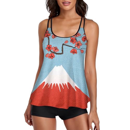 Maillot de bain tankini avec short de garçon et robe de plage Volcan Fleurs de Femme