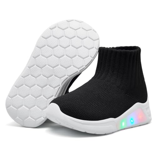 MORENDL Toddler Light Up Walking Shoes Baby Non-Slip Sock Shoes Toddler Slip On Sneakers Boys & Girls2