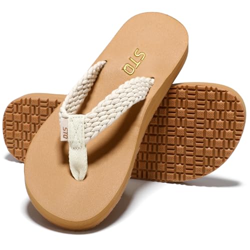 Image of STQ Women Quick Dry Flip Flops with Yoga Mat Sole Arch Support Thong Sandal | Instant Comfort Flip Flops With Padded Straps, Yoga Mat Cushioning, Non Slip Tpr Sole, Durable Design For Everyday Wear