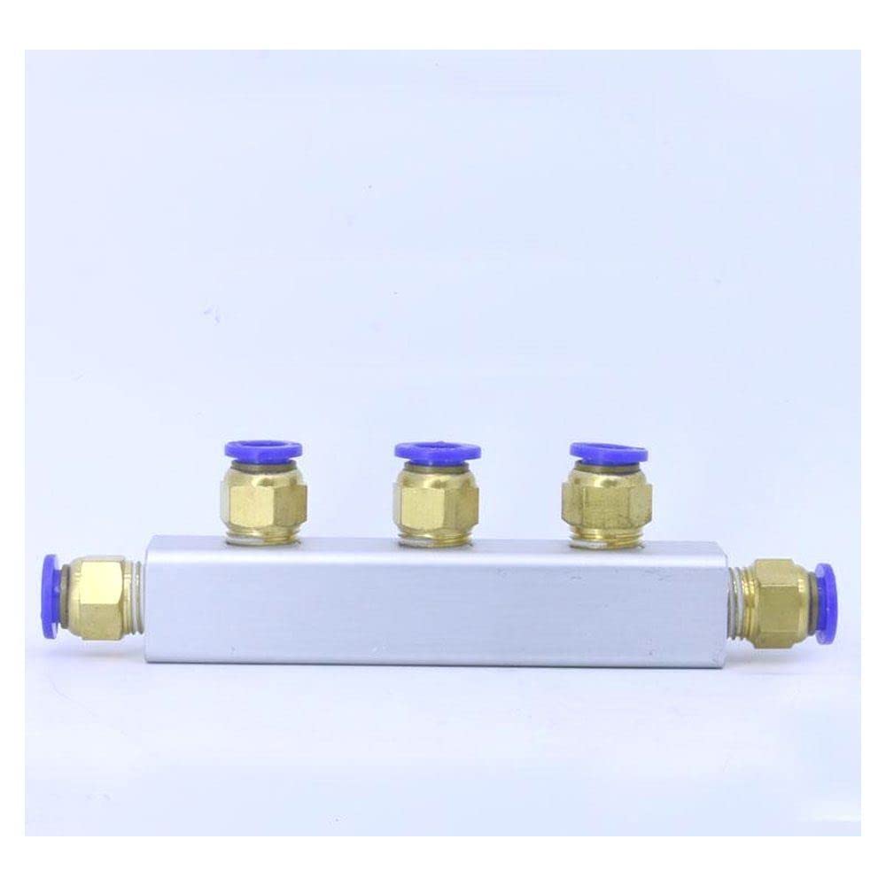 20x20mm Push Fit 8mm 3 Way 6 Port Pneumatic Fitting Manifold Block Splitter