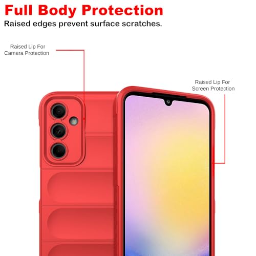 Image of amazon basics Mobile Cover for Samsung Galaxy A25 5G | Full Camera Protection | Liquid Silicon Case | Flexible Bumper Case for Samsung Galaxy A25 5G (Red)
