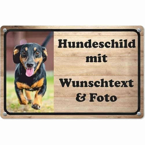 INDIGOS UG - Hundeschild - Aufkleber - Hund - mit Wunschtext und Foto - Spruch - Design Deko Geschenkidee individuell personalisiert - Sticker selbst gestalten