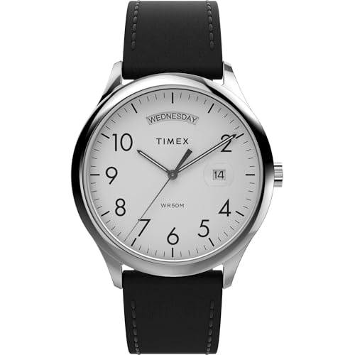Image of Timex Men's Modern Easy Reader 40mm Watch - Black Strap White Dial Silver-Tone Case