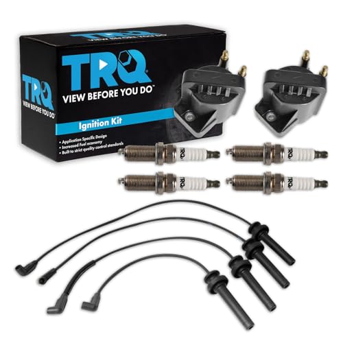 TRQ Ignition Coil and Spark Plug Kit 7 Piece Spark Plug Wire Set Iridium Spark Plugs Compatible with 2000-2002 Saturn SC2 SL2 2000-2001 SW2
