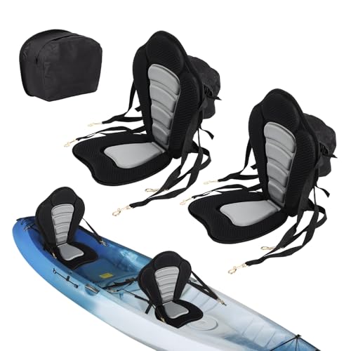 FAHKNS 2-Pack Kayak Seats, Kayak Accessories, 4 Adjustable Straps for Kayaking, SUP Paddle Board Seats, Luxury Padded Canoe Back Seat with Removable Storage Bag, Canoeing, Rafting, Fishing