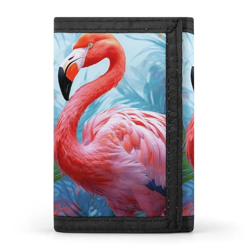 Painted Flamingo Trifold Wallet for Men - Money Clip Slim Wallets with Multiple Card Slots Minimalist Small Front Pocket Wallet for Everyday Carry