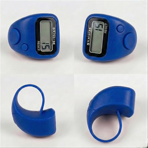 Image of Digital Finger Tally Counter, 5-Digit LCD Display, Ring Design with Reset Button (Pack of 1) (Blue)