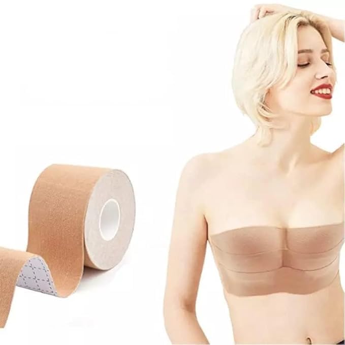 Boob Tape Breast Lift Tape for Contour Lift & Fashion Boobytape Athletic Tape for Breasts Body Tape in All Clothing Fabric Dress Types Waterproof Sweatproof Invisible. (5X5) PACK OF 1-image-49