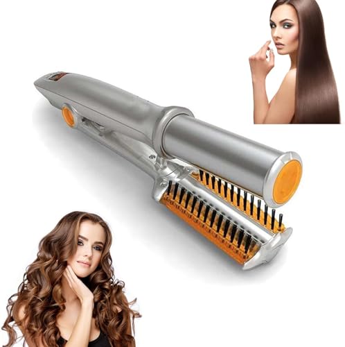 2 in1 Hair Curler Straighter Rotating Iron Curling Iron Wand for Hair Curling and Straighting Dry and Wet Styling Tool Travel for Girls Women